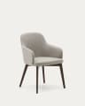 Nelida chair in brown chenille and solid beech wood in a walnut finish FSC 100%