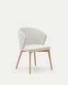 Krzesło Darice z beżowego szenilu i litego drewna bukowego z naturalnym wykończeniem 100% FSC