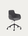 Cadeira de escritório Tissiana cinza-escuro e alumínio com acabamento preto mate