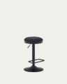 Zaib stool in black chenille and matt black steel height 58-80 cm
