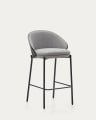 Eamy light grey stool in an ash wood veneer with a black finish and black metal, 65 cm