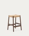 Yalia stool in solid oak wood in a walnut finish and rope cord, height 65 cm FSC 100%