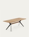 Taula Amethyst de xapa de roure envellit i potes d'acer amb acabat negre 160 x 90 cm