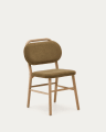 Helda chair in green chenille and solid oak wood FSC Mix Credit