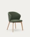 Darice chair in green chenille and solid beech wood in a natural finish FSC 100%
