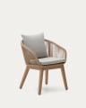 Portalo Stuhl aus Seil in Beige und Beinen massives Akazienholz FSC 100%