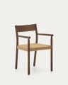 Krzesło Yalia z litego drewna dębowego z orzechowym wykończeniem i siedziskiem z liny FSC 100%