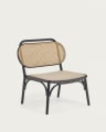 Doriane solid elm easy chair with black lacquer finish and upholstered seat FSC Mix Credit