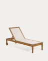 Caterin solid eucalyptus wood outdoor sun lounger in beige, FSC 100%
