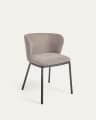 Ciselia chair in light brown chenille and black steel FSC Mix Credit