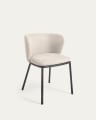Ciselia chair in beige chenille and black steel FSC Mix Credit