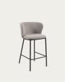Ciselia stool with light grey bouclé and black metal, height 65 cm FSC Mix Credit