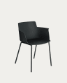 Hannia black chair with armrests with black steel legs