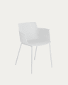 Krzesło Hannia z podłokietnikami białe i białe stalowe nogi