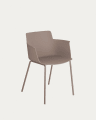 Hannia brown chair with armrests with brown steel legs