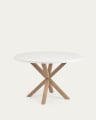 Argo ronde tafel afgewerkt in wit melamine en stalen poten met houteffect Ø 120 cm