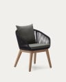 Portalo Stuhl aus Seil in Schwarz und Beinen massives Akazienholz FSC 100%
