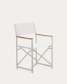 Chaise pliante 100% d'extérieur Llado aluminium blanc et accoudoirs en bois de teck