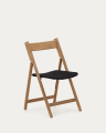 Klappstuhl Dandara aus Akazienmassivholz und einer Stahlstruktur mit geflochtener Sitzfläche in schwarz FSC 100%