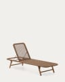 Dandara ligstoel met beige stalen frame, touw en poten van massief acaciahout. FSC 100%