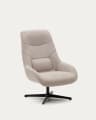 Celida swivel armchair in beige chenille and steel with black finish