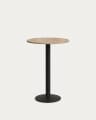 Esilda high round table in natural finish melamine with metal leg in a painted black finish, Ø60x96cm