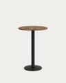 Esilda high round table in walnut finish melamine with metal leg in a painted black finish, Ø60x96cm