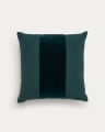 Federa cuscino Zaira 100% cotone e velluto verde scuro 45 x 45 cm