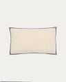 Tanita cushion cover white 100% cotton and black ribbon 30 x 50 cm