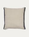 Suerta beige and blue cushion cover, 100% linen, 45 x 45 cm