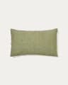 Poszewka na poduszkę Sayema z zielonego lnu z haftem z naturalnej juty 30 x 50 cm
