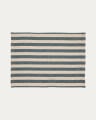 Selvana 2 individual cotton table mat set with beige and green stripes