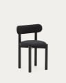Sedia Nebai in ciniglia nera con struttura in legno massiccio di rovere finitura nera FSC MIX Credit