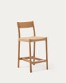 Yalia stool with a backrest in solid oak wood in a natural finish,and rope cord seat, 65 cm FSC 100%