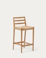 Analy stool with a backrest in solid oak wood in a natural finish, and rope cord seat, 70 cm FSC 100%