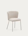 Ciselia chair in beige chenille and beige steel, FSC Mix Credit