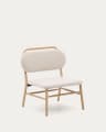 Helda armchair in beige chenille and FSC Mix Credit solid oak wood