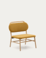 Helda armchair in mustard-coloured chenille and FSC Mix Credit solid oak wood