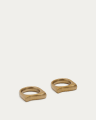 Aruc set of two semi-circular napkin rings in gold-coloured stainless steel