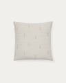 Blaina cushion cover in white linen with an orange embroidery feature, 45 x 45 cm