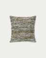 Yadit cushion cover in green viscose and cotton, 45 x 45 cm