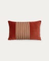 Samit 100% cotton velvet cushion cover with contrasting red stripes, 30 x 50 cm