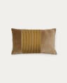 Samit 100% cotton velvet cushion cover with contrasting mustard-coloured stripes, 30 x 50 cm