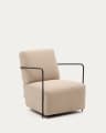 Fauteuil Gamer in beige en metaal met een mat zwarte afwerking