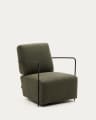 Gamer green armchair with metal in a black matte painted finish