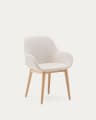 Konna chair in beige with solid ash wood legs in a natural finish