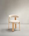 Granite chair in beige chenille and with solid ash wood in a natural finish FSC 100%