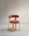 Granite chair  terracotta-coloured chenille and solid ash wood in a natural finish FSC 100%