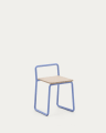 Tinn ash veneer chair with a blue metal structure