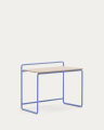 Tinn ash veneer desk with a blue metal structure, 75 x 45,5 cm